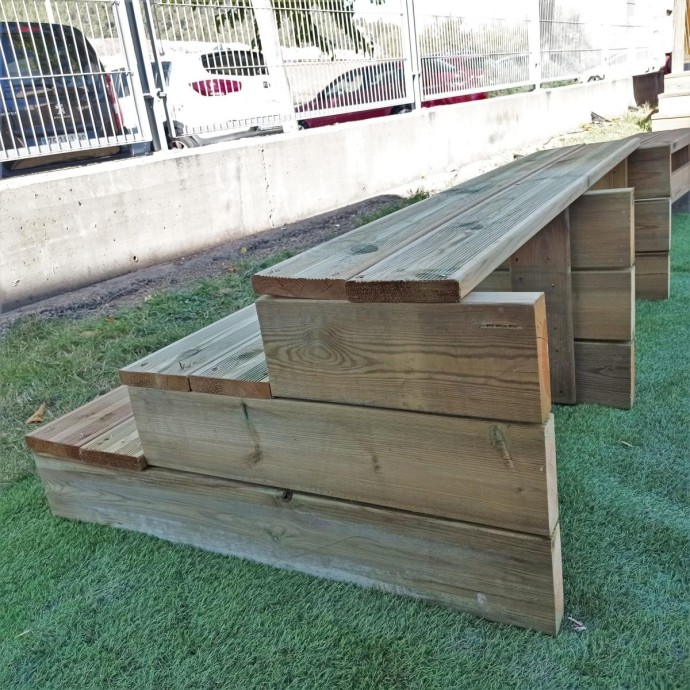 Escalera de madera exterior 3 peldaños - MundoMobilHome