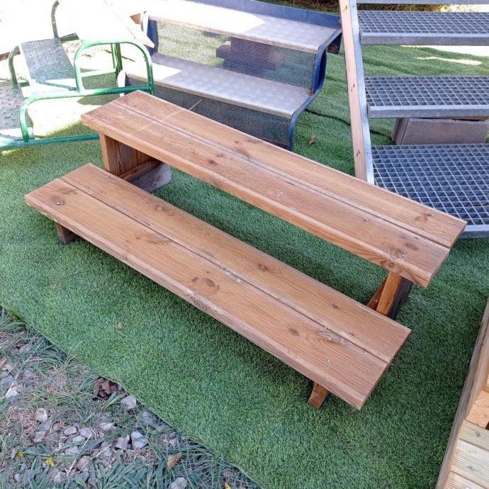 Escalera de madera exterior 2 peldaños - MundoMobilHome